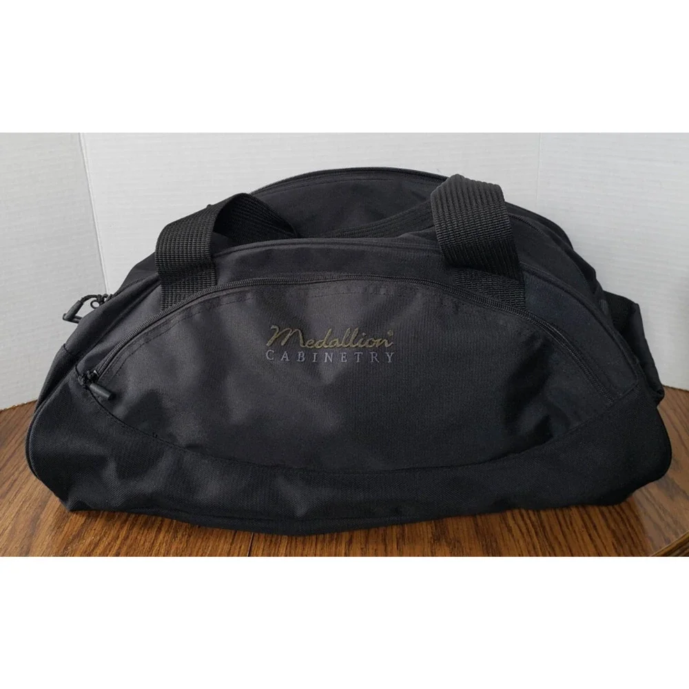 Lands End Medallion Cabinetry Branded Large Handle Black Duffel Bag Gym Bag